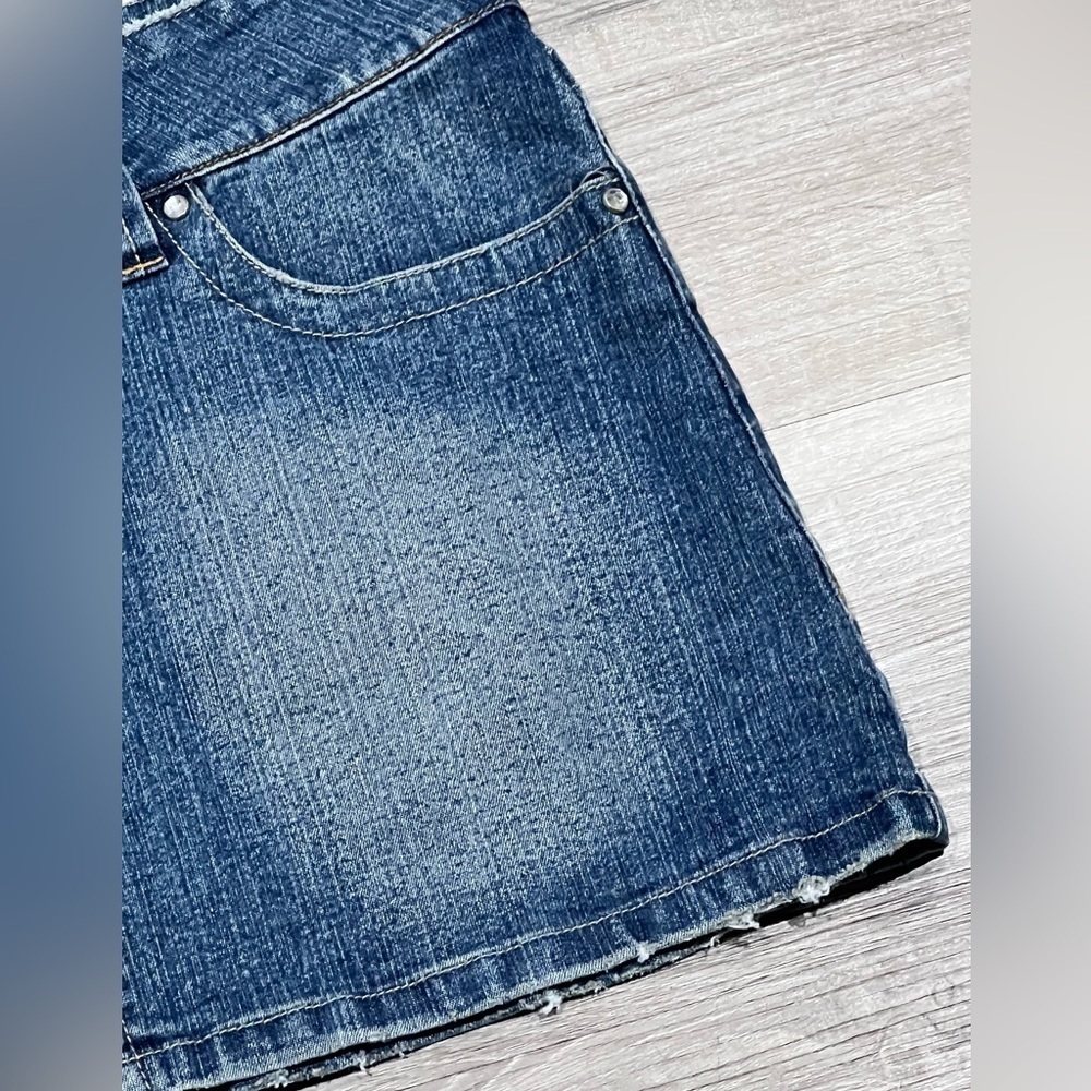 Hydraulic Jean Mini Skirt SZ 5/6 light Wash denim Bling embellishments Y2K - Picture 7 of 10
